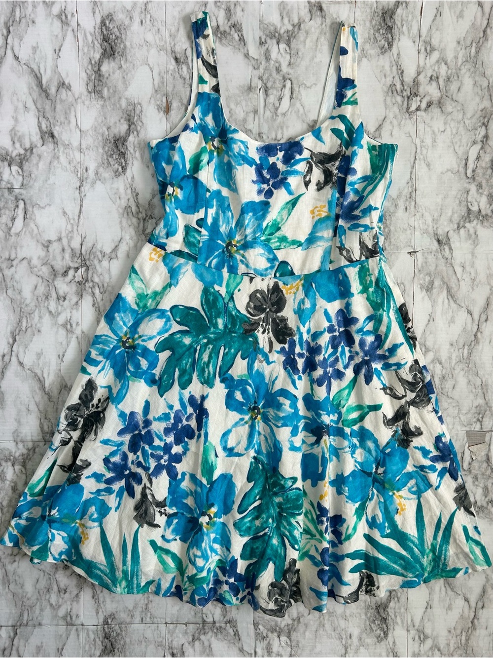 Lauren Ralph Lauren | women’s size 14 100% linen Floral A-line Sun Dress